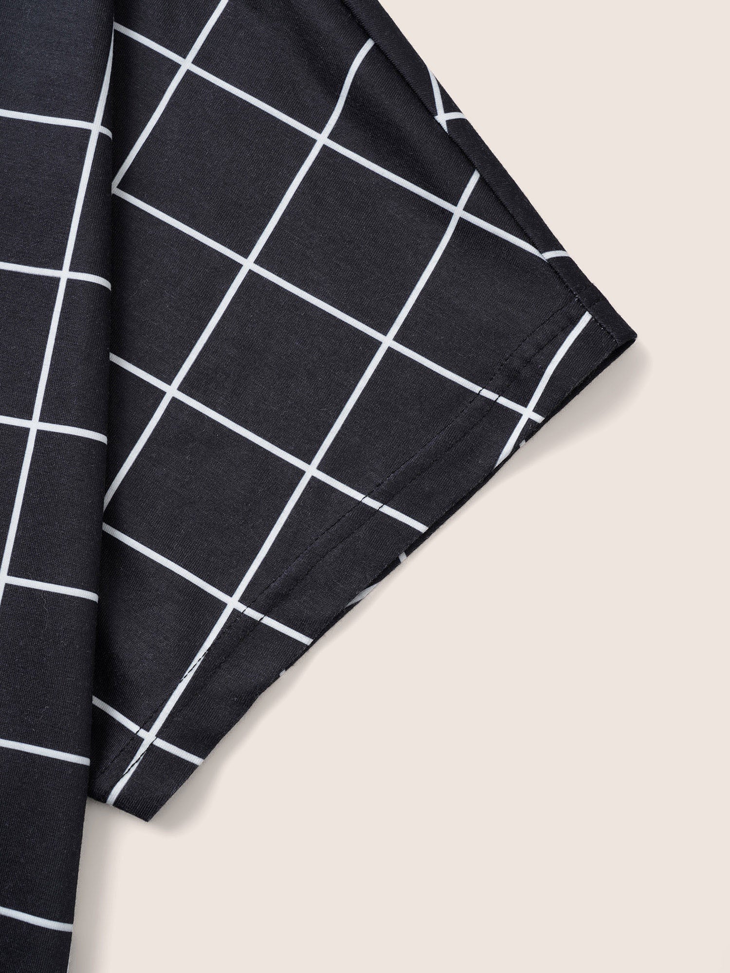 Plaid Surplice Neck Batwing Sleeve T-shirt - Image 5
