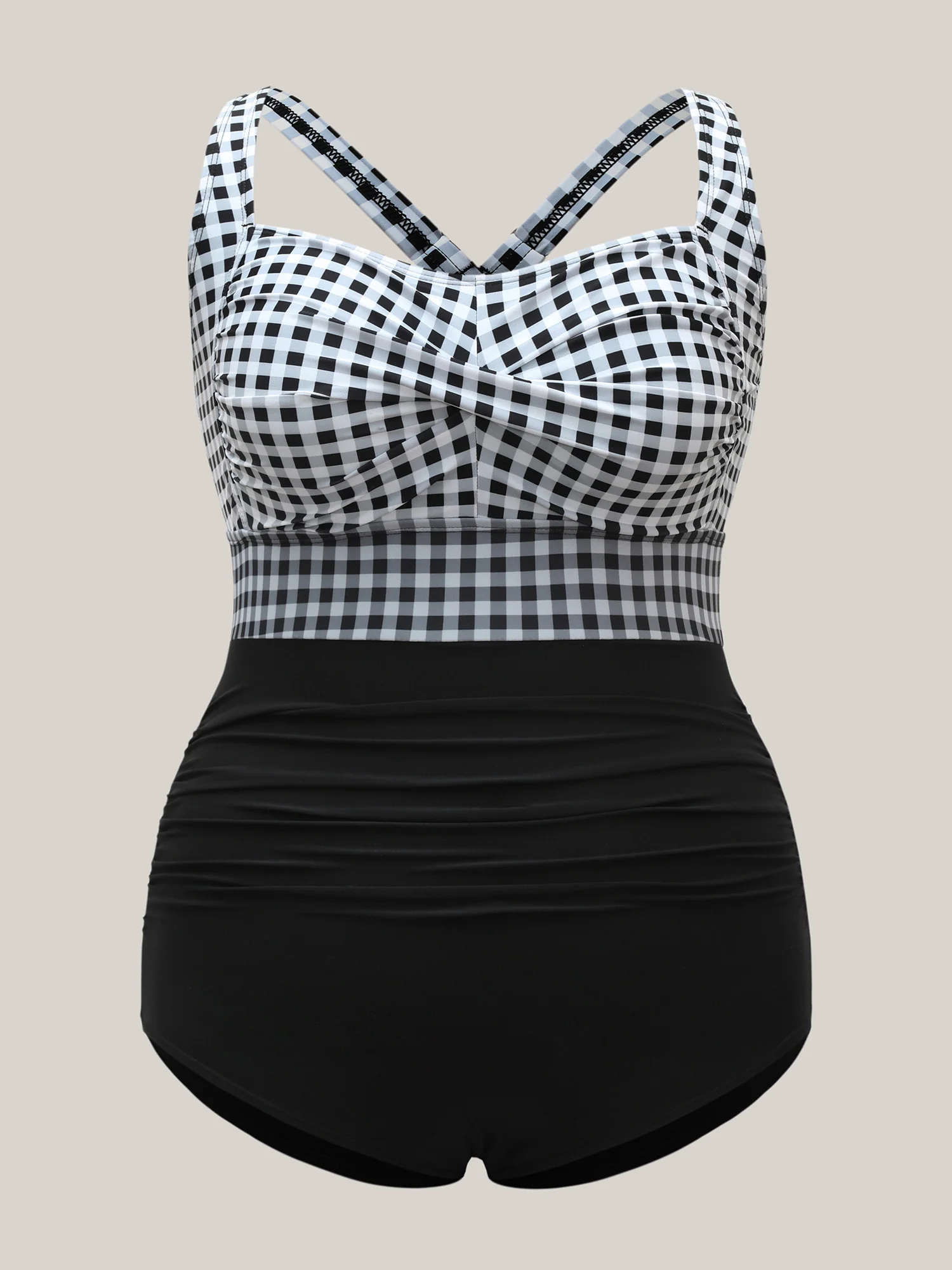Plaid Twist Front One-Piece Swimsuit - Image 7