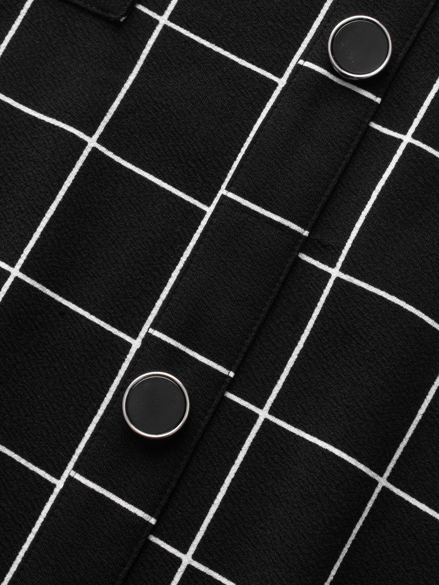 Plaid V Neck Button Detail Dress - Image 6