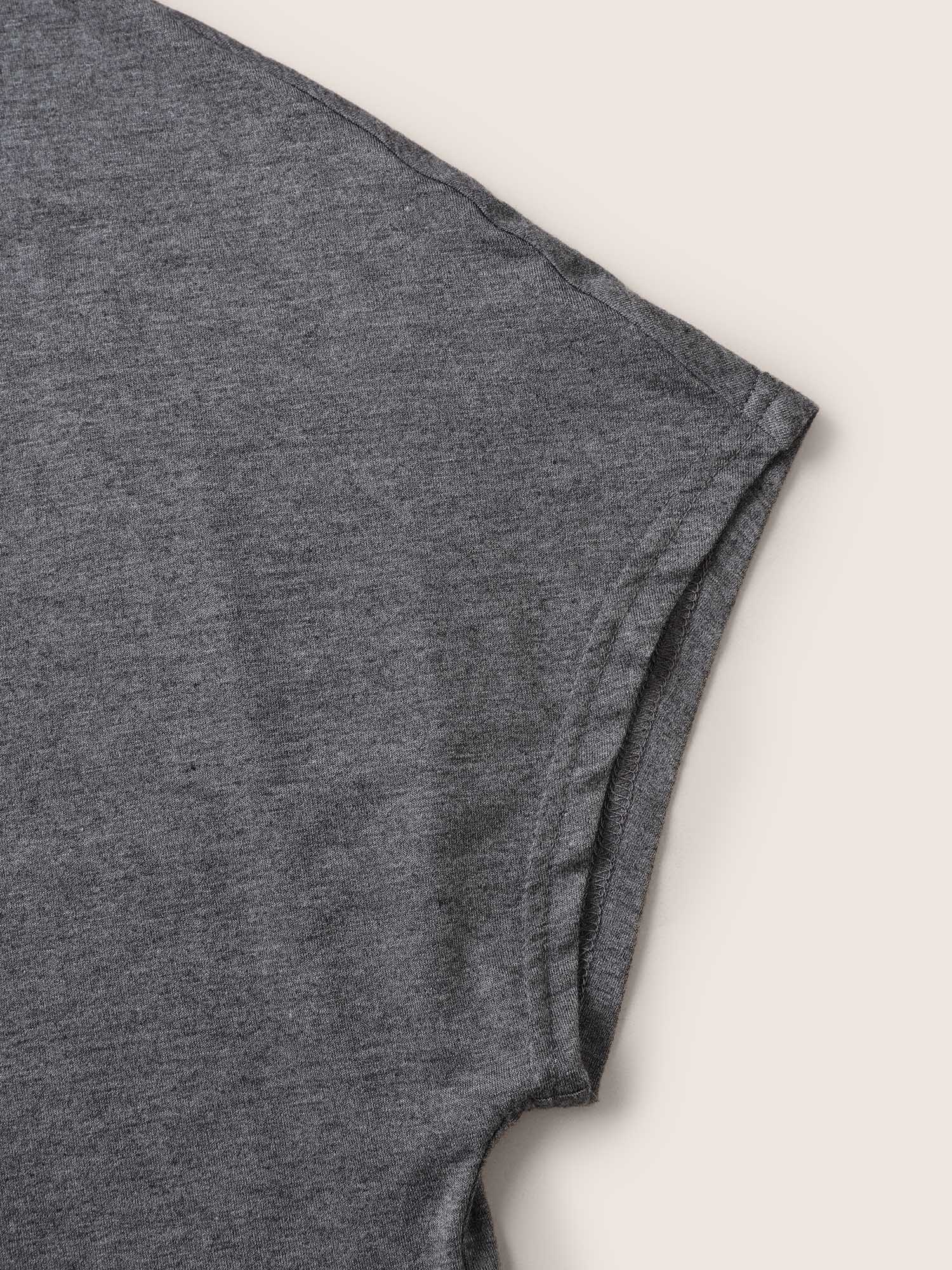 Plain Arc Hem Split Neckline Pajama Top - Image 6