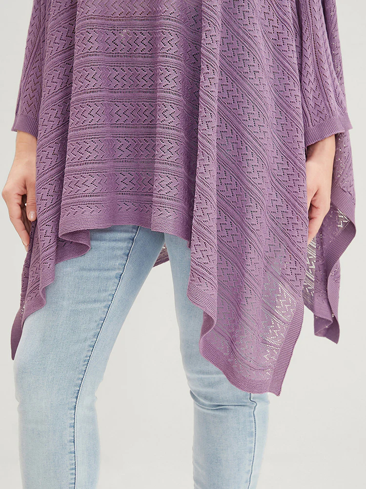 Plain Asymmetrical Hem Dolman Sleeve Knit Top - Image 10