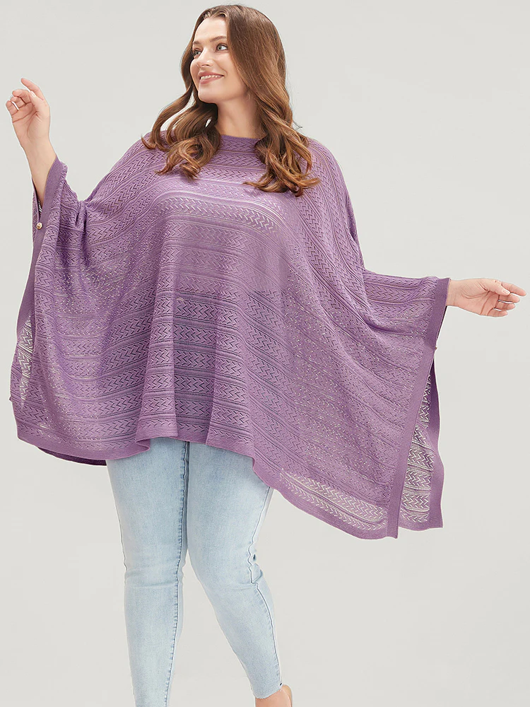 Plain Asymmetrical Hem Dolman Sleeve Knit Top - Image 3