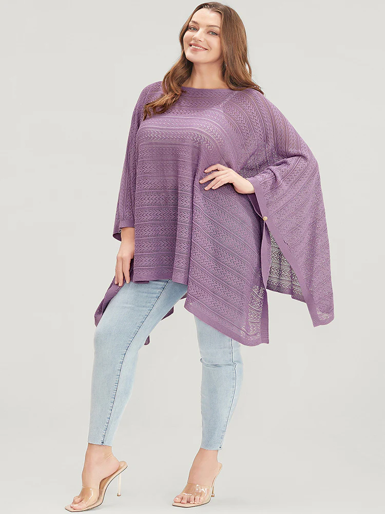 Plain Asymmetrical Hem Dolman Sleeve Knit Top - Image 4