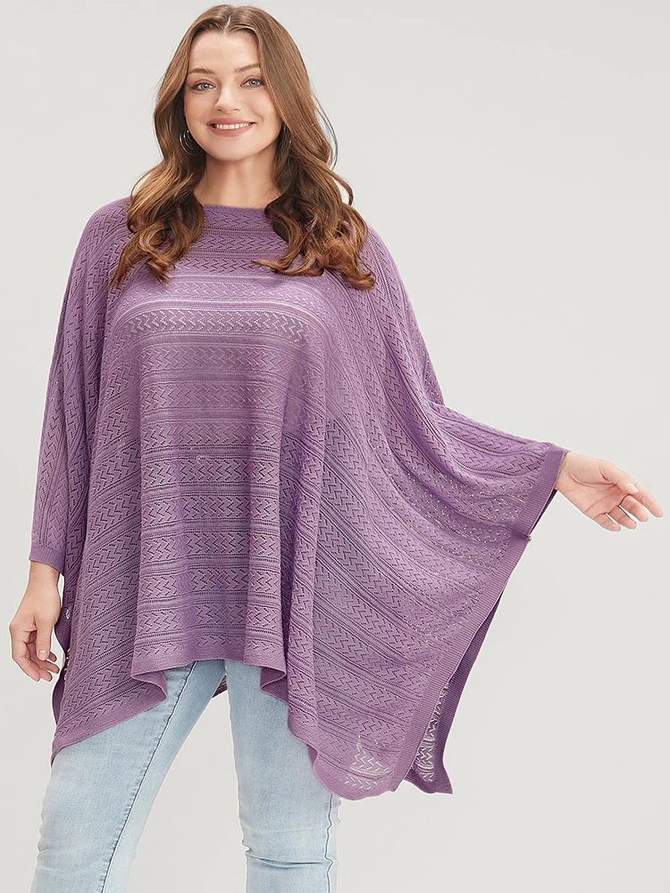 Plain Asymmetrical Hem Dolman Sleeve Knit Top - Image 5
