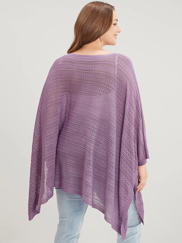 Plain Asymmetrical Hem Dolman Sleeve Knit Top - Image 6