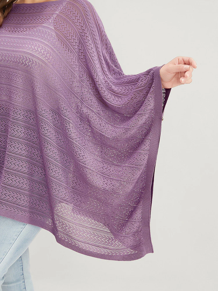 Plain Asymmetrical Hem Dolman Sleeve Knit Top - Image 8