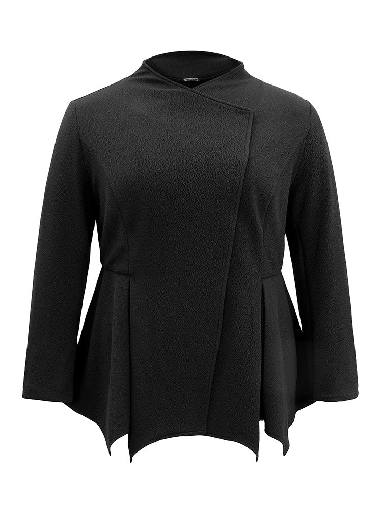 Plain Asymmetrical Neck Button Up Blazer - Image 5