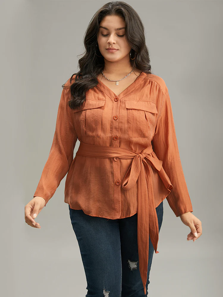 Halloween Plain Belted Pocket Button Up Gathered Coat - Image 3