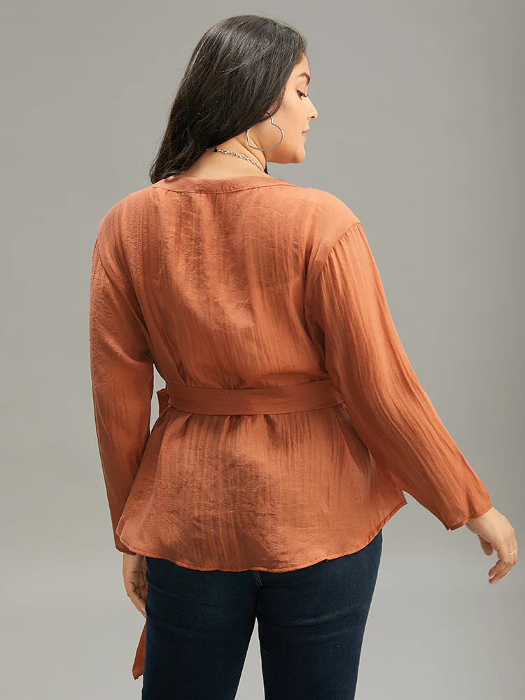 Halloween Plain Belted Pocket Button Up Gathered Coat - Image 5