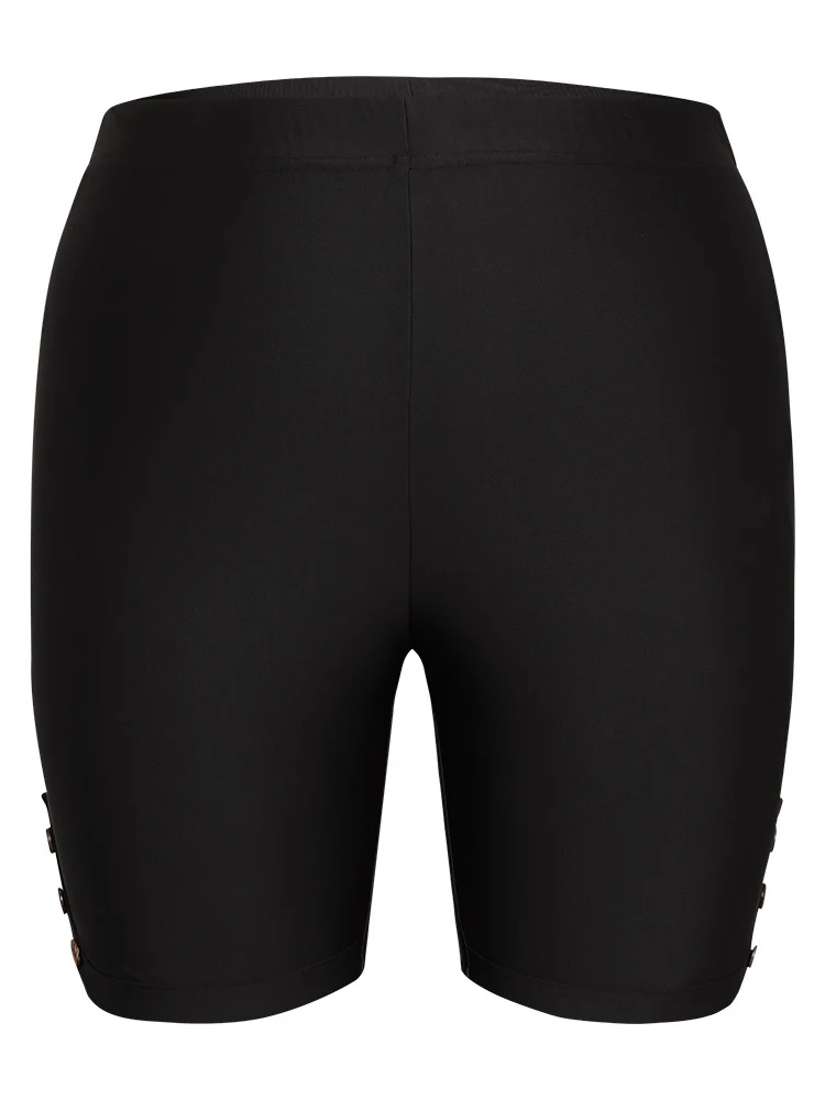 Plain Button Detail Dolphin Hem Leggings - Image 9