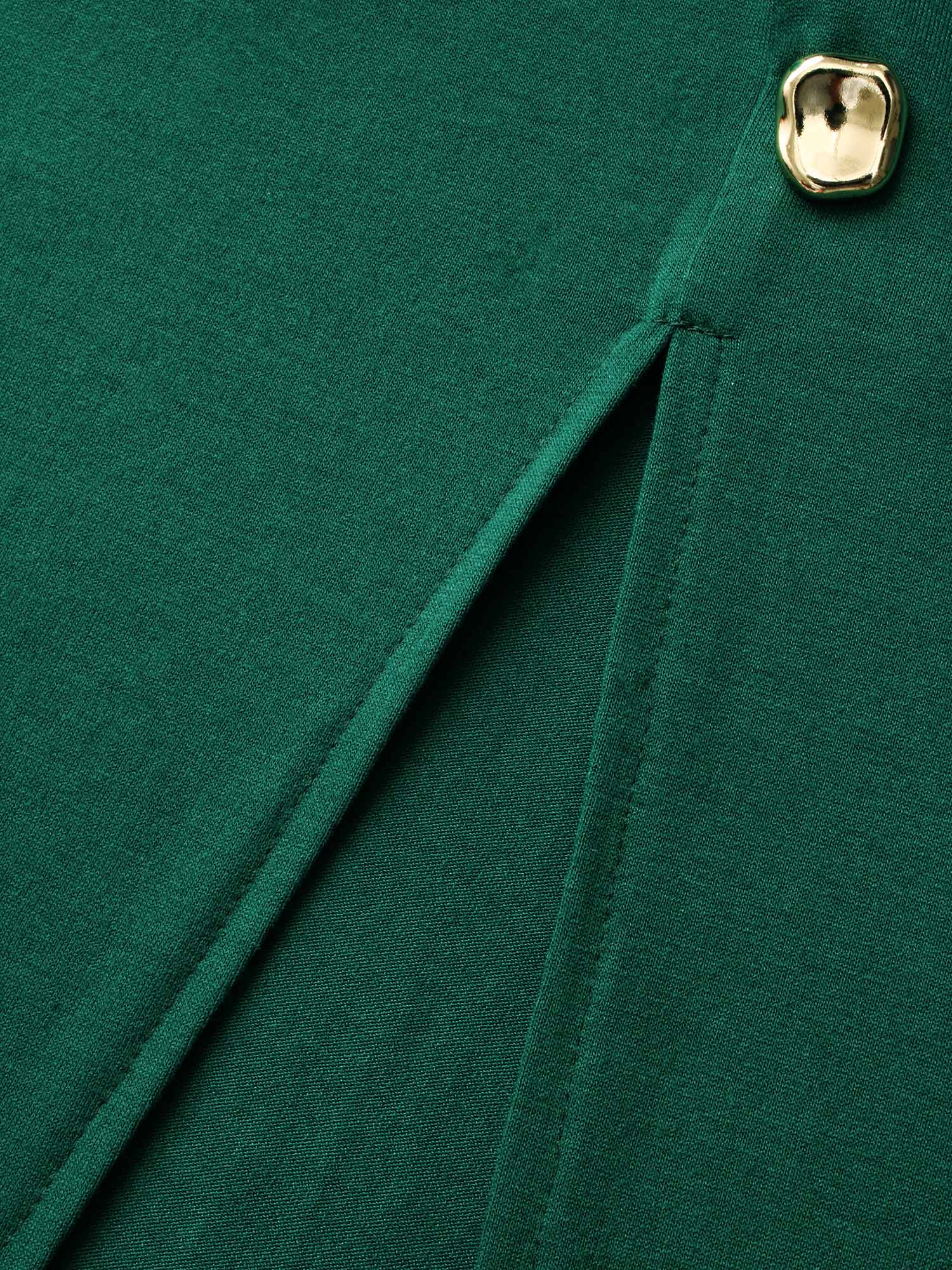 Plain Button Detail Split Hem Dress - Image 6