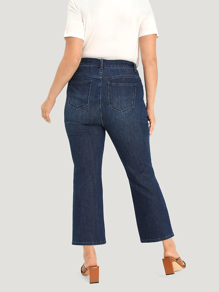 Plain Button Fly High Rise Bootcut Jeans - Image 6