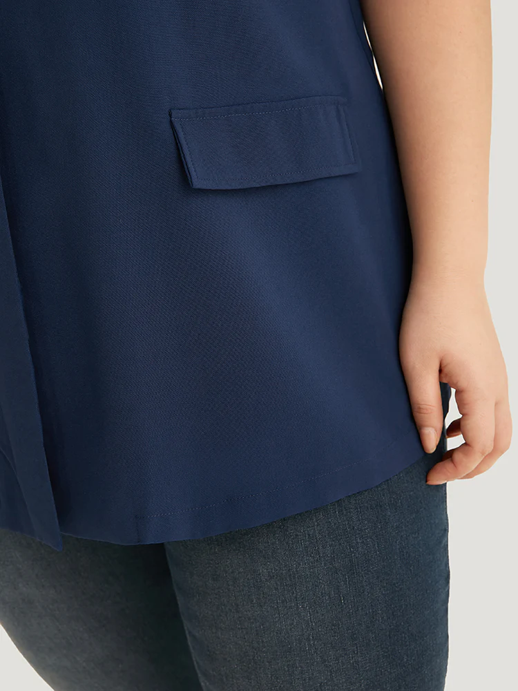 Plain Button Through Flap Pocket Suit Collar Blazer - Image 8