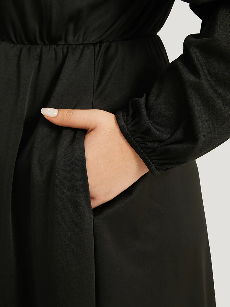 Halloween Plain PU Crisscross Patchwork Pocket Dress - Image 7