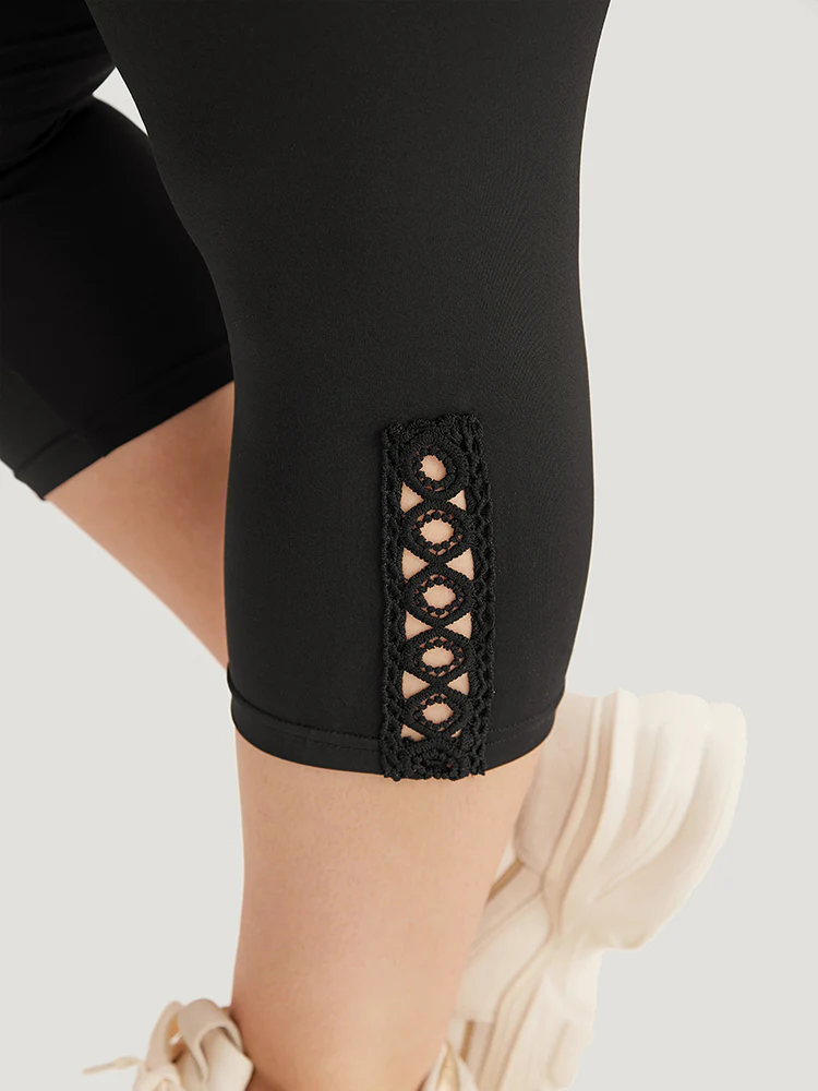 Plain Crisscross Side Patchwork High Rise Leggings - Image 6