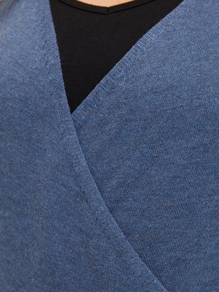 Plain Crossover Elastic Cuffs Pullover - Image 5