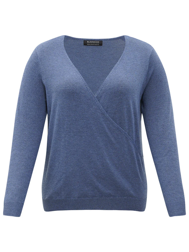 Plain Crossover Elastic Cuffs Pullover - Image 7