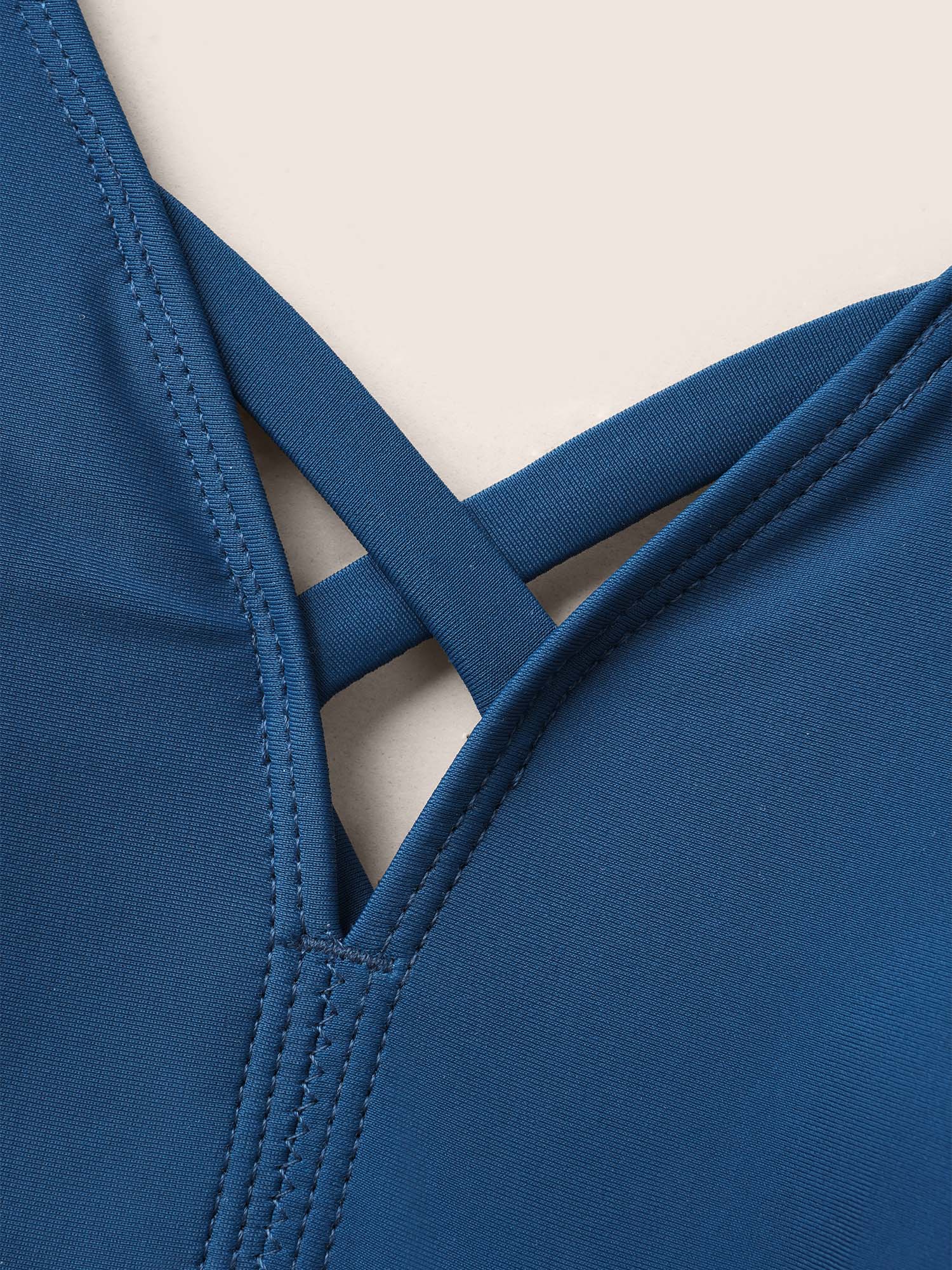 Plain Cut Out Crisscross Tie Knot Swim Top - Image 5