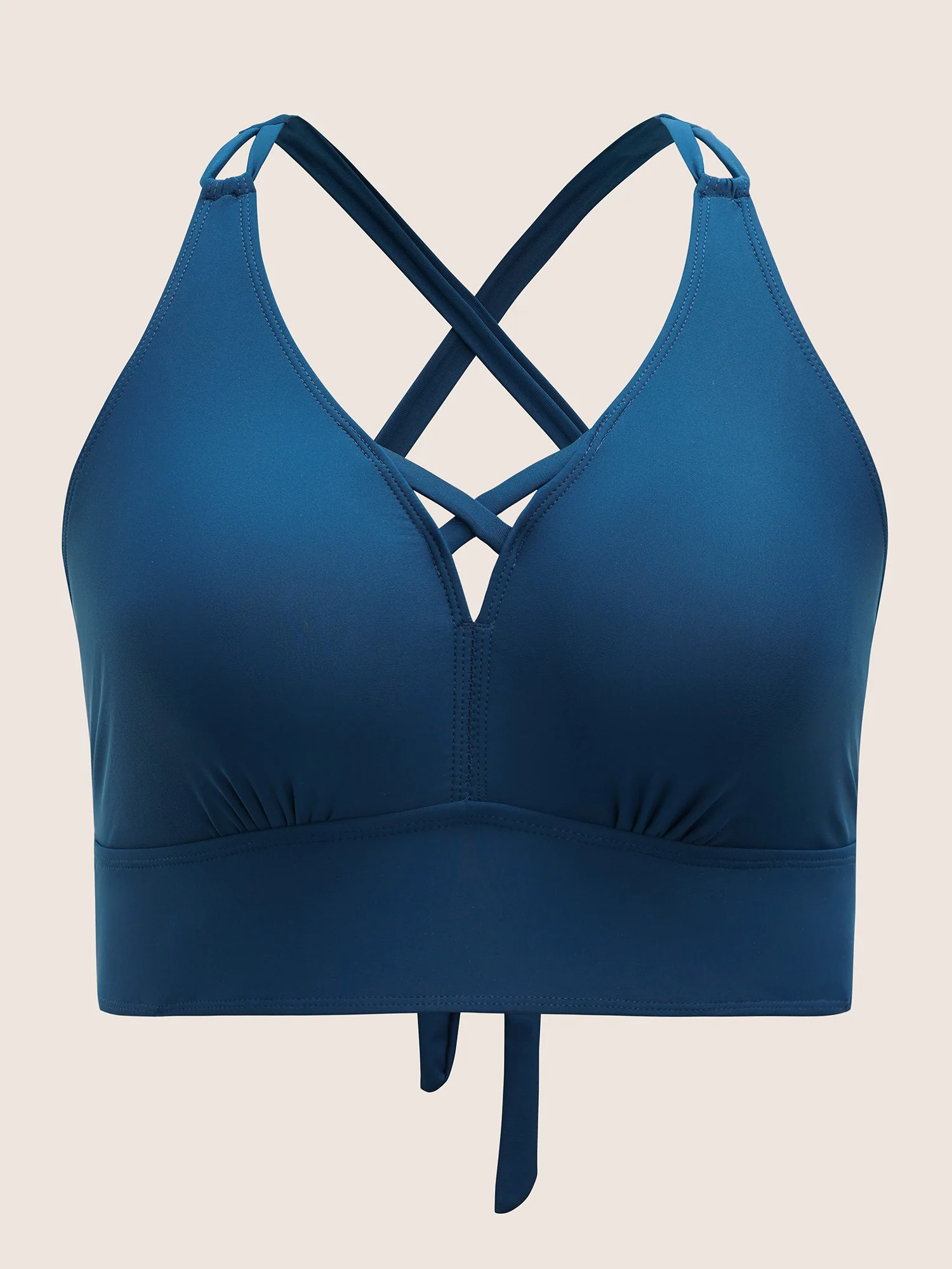 Plain Cut Out Crisscross Tie Knot Swim Top - Image 7