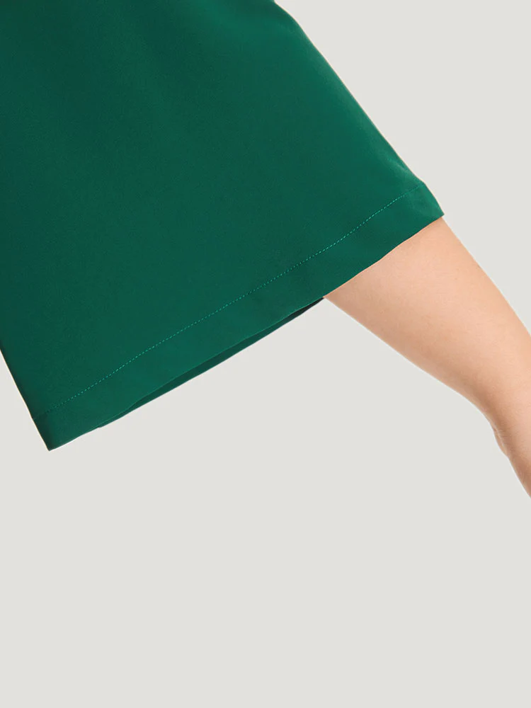 Plain Double Breasted Surplice Neck Flounce Sleeve Blouse - Image 8
