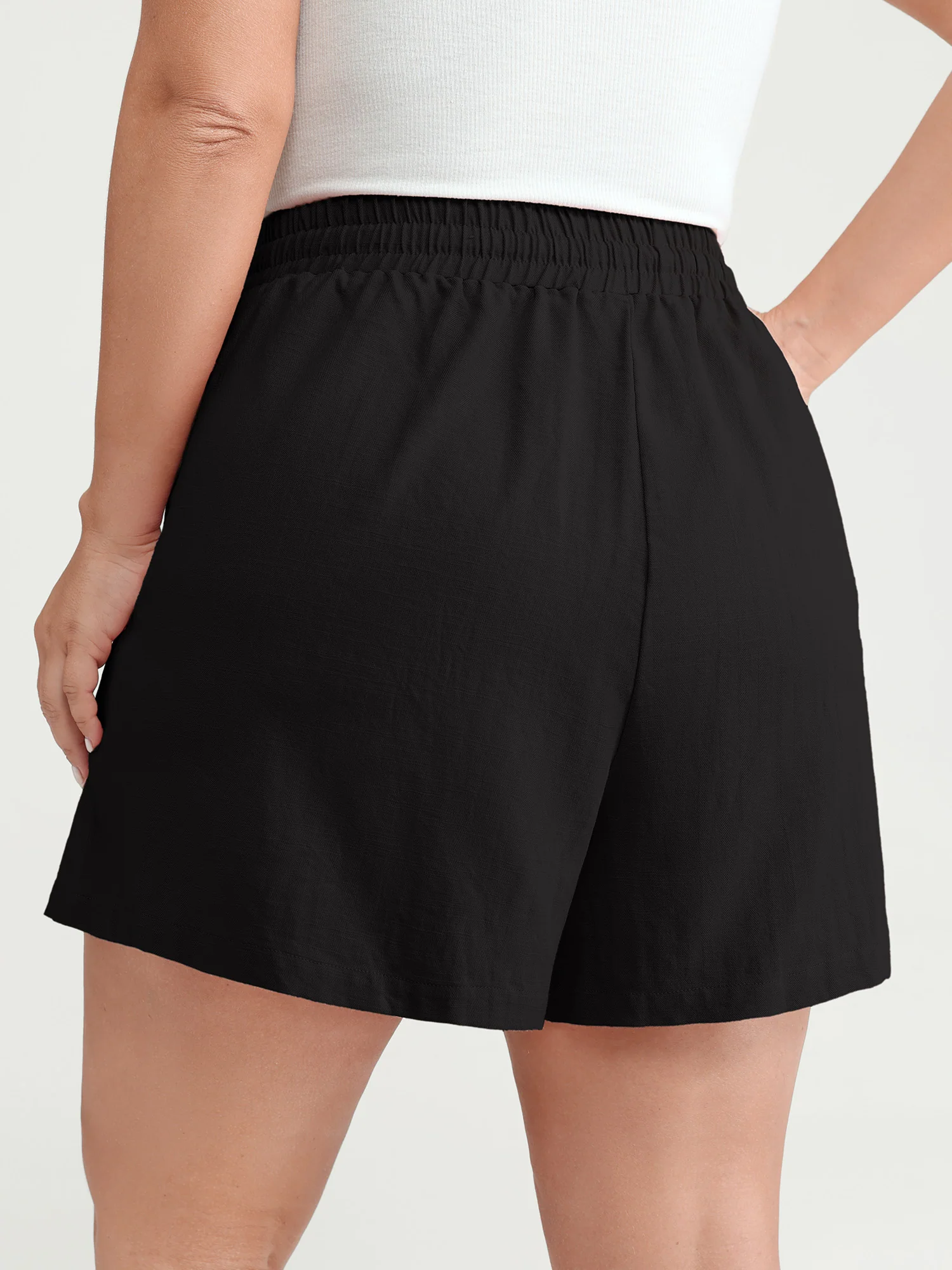 Cotton Drawstring Elastic Waist Pockets Shorts - Image 13