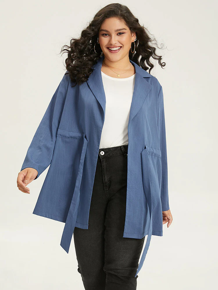 Plain Drawstring Knot Gathered Coat - Image 5