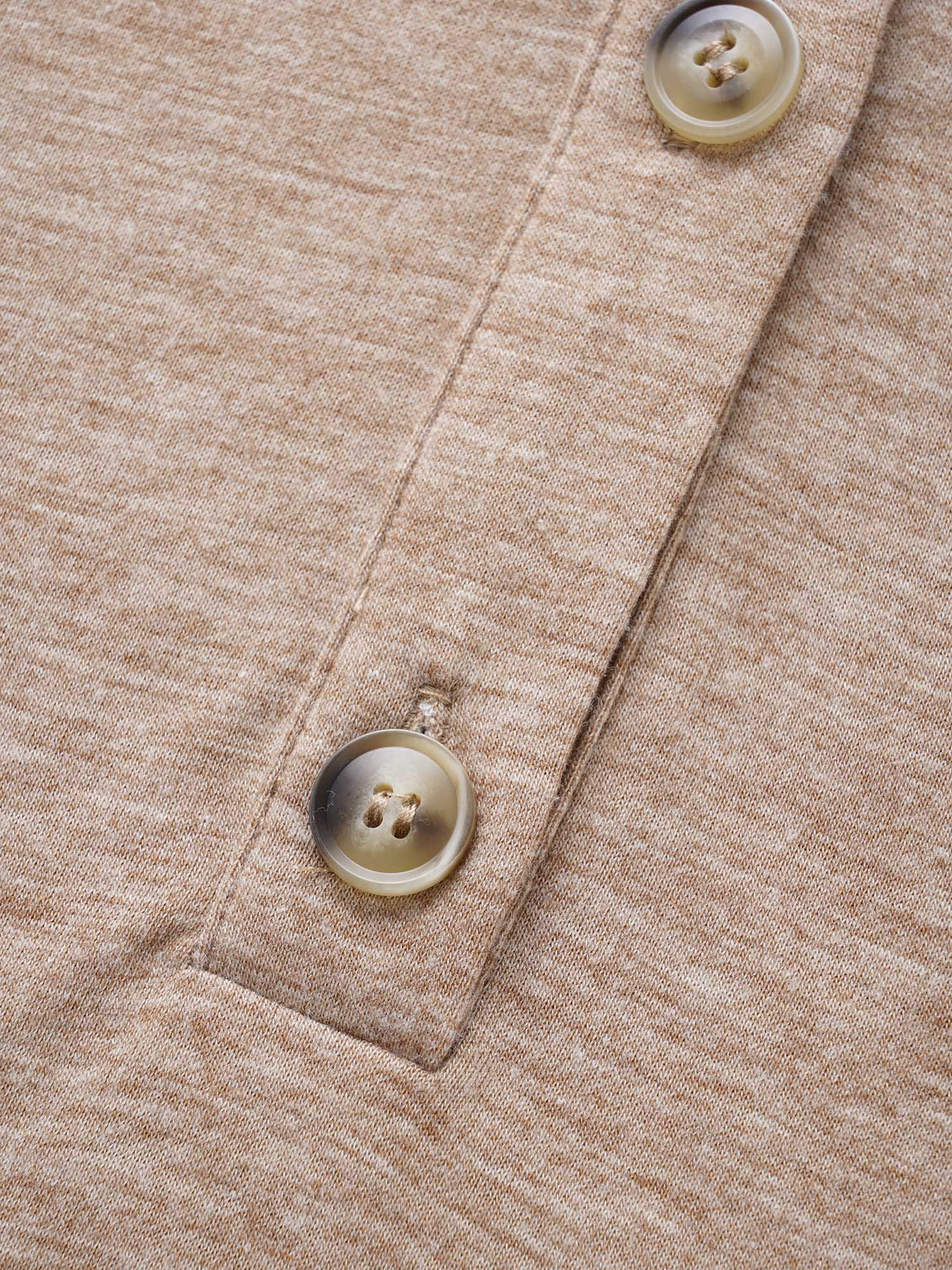 Plain Drawstring Roll Sleeve Button Up Hooded T-shirt - Image 5