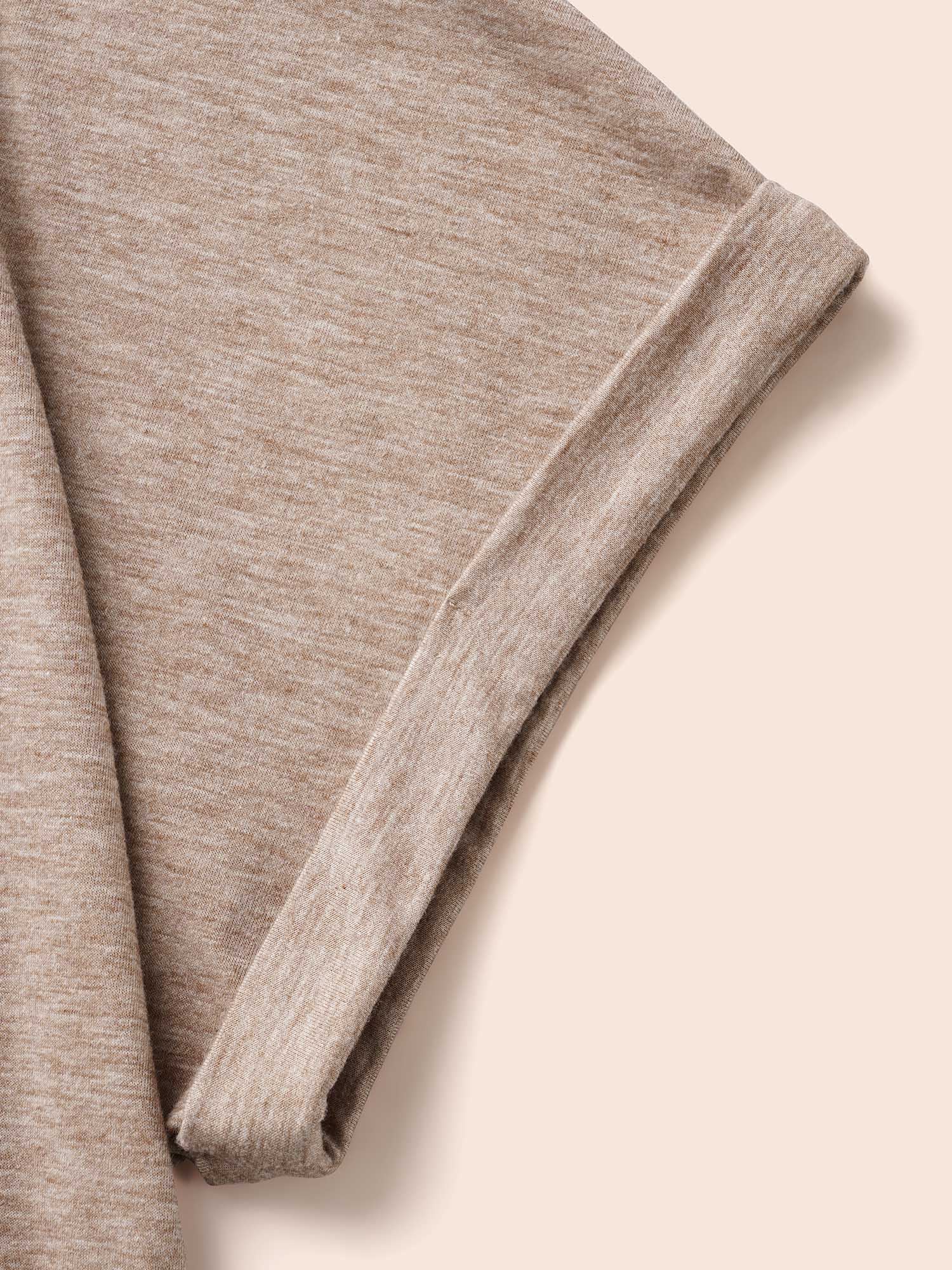 Plain Drawstring Roll Sleeve Button Up Hooded T-shirt - Image 6