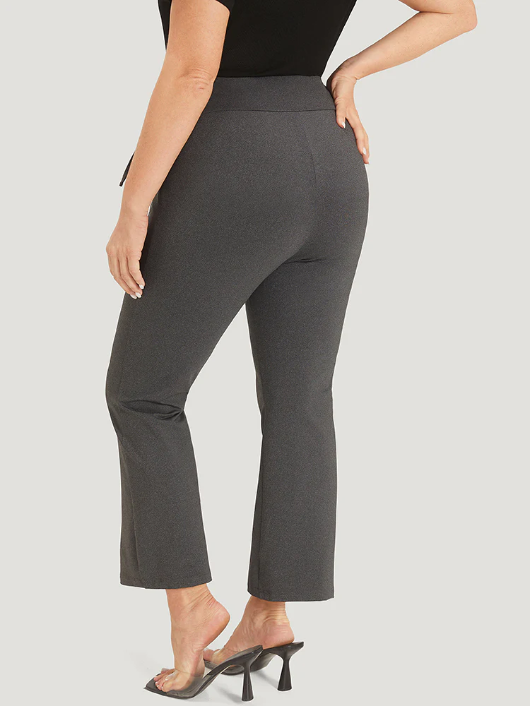 Plain Drawstring Side Ruched Bootcut Wideband Waist Leggings - Image 6