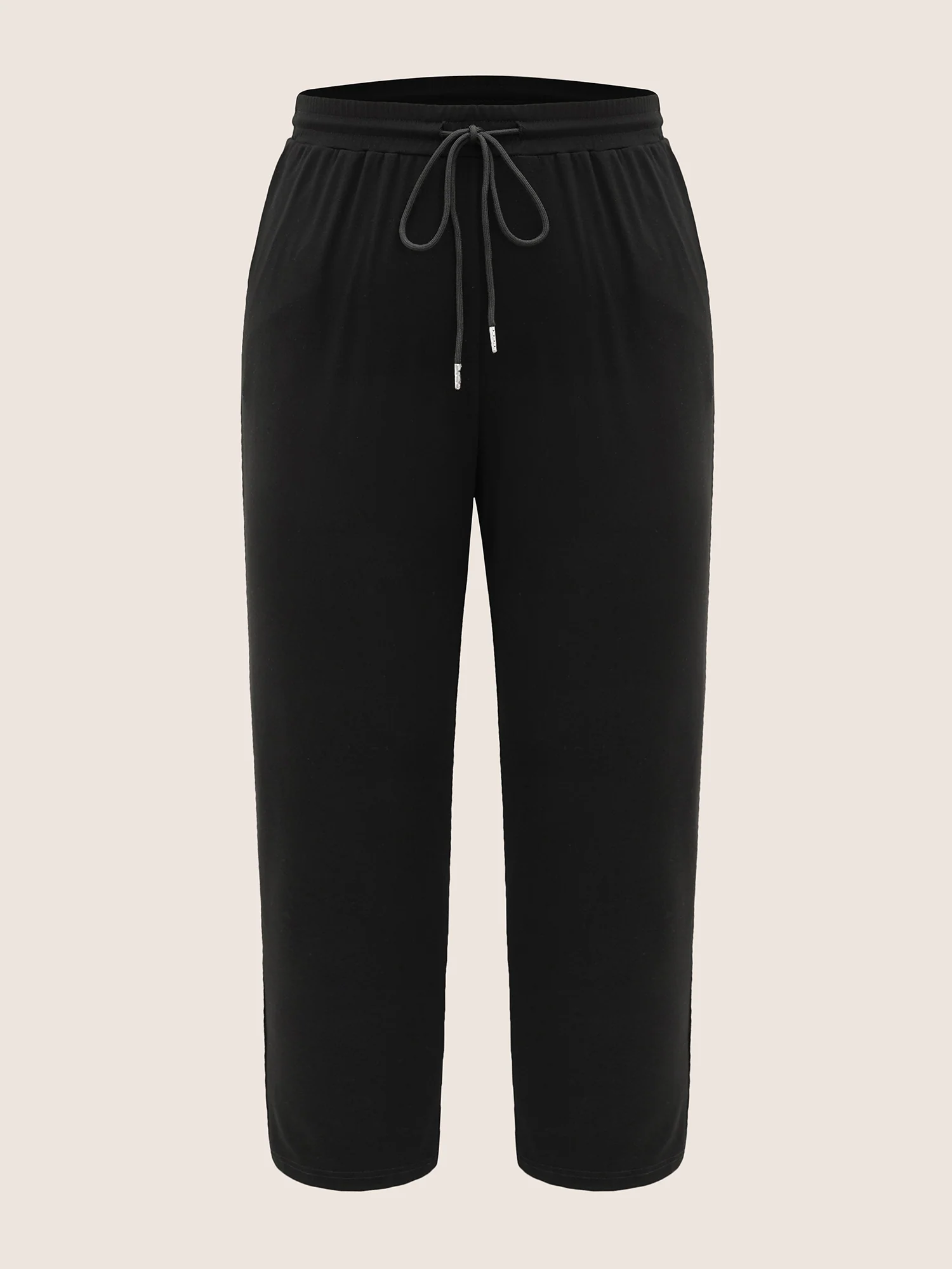 Plain Drawstring Waist Tapered Pants - Image 8
