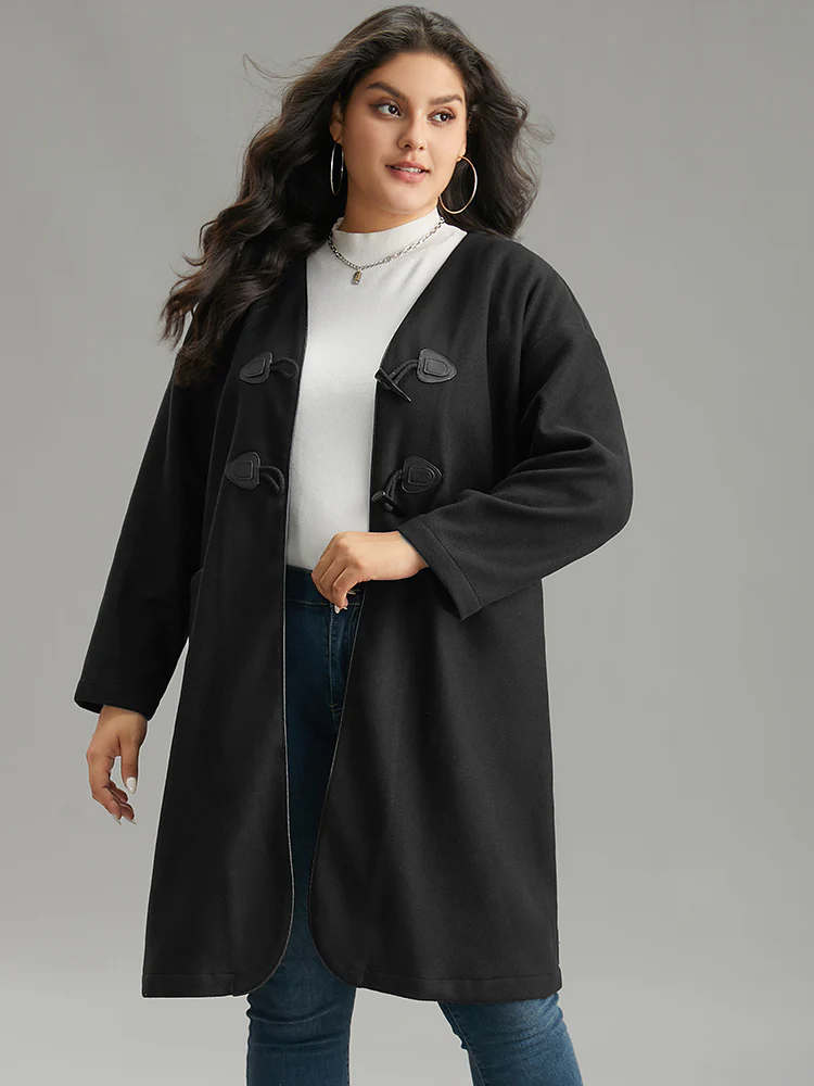Plain Duffle Button Pocket Coat - Image 2