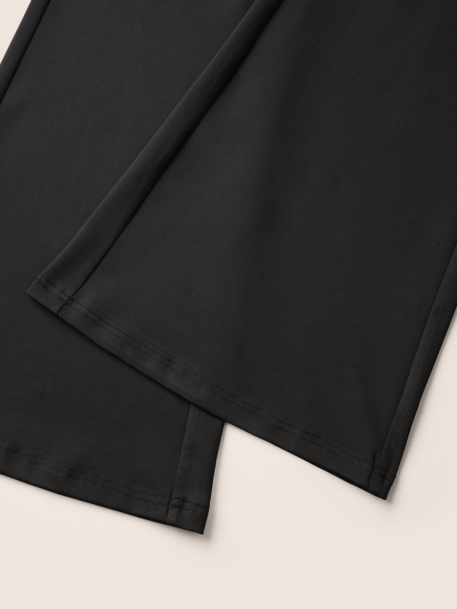 Plain Elastic Waist High Rise Flare Leg Pants - Image 5