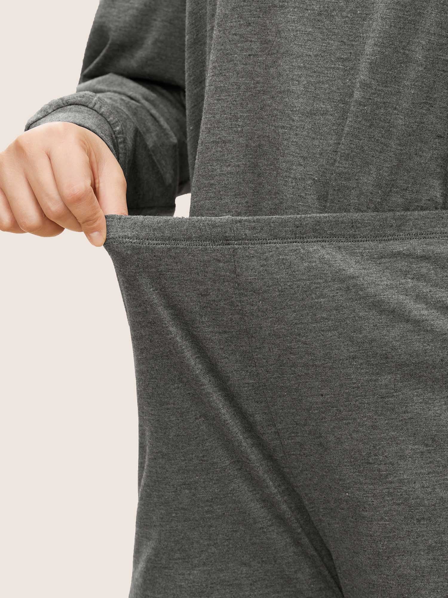 Plain Elastic Waist Pajama Bottoms - Image 4