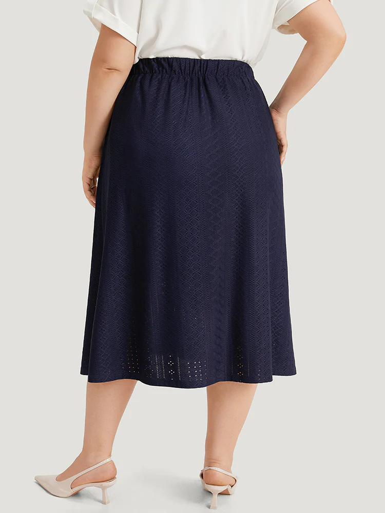 Plain Elastic Waist Split Front Cropped Skirt - Image 4