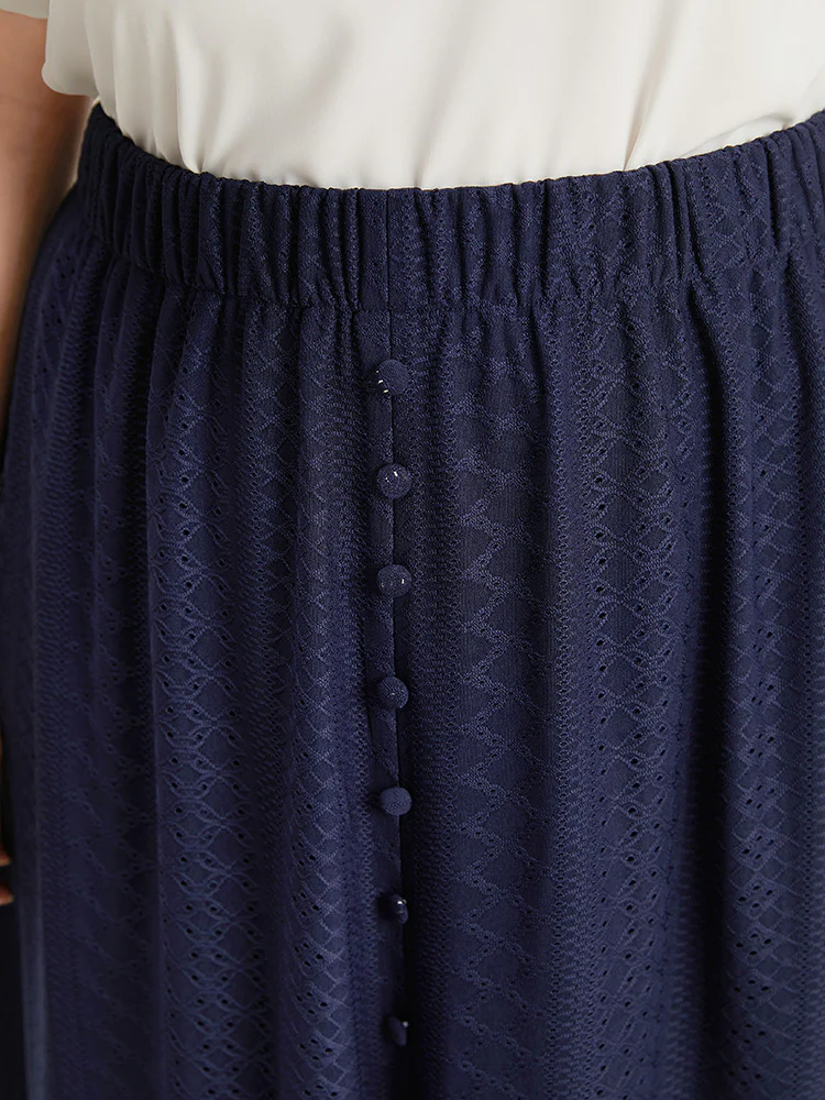 Plain Elastic Waist Split Front Cropped Skirt - Image 5