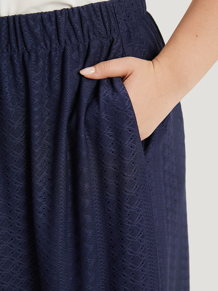 Plain Elastic Waist Split Front Cropped Skirt - Image 6