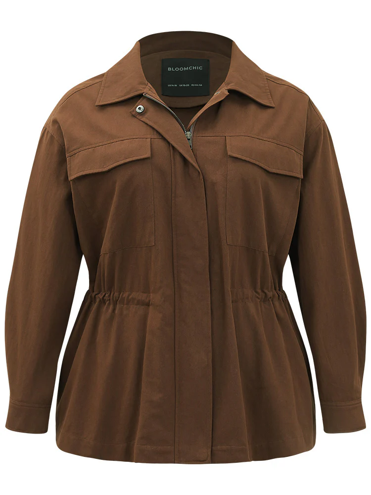 Plain Flap Pocket Gathered Coat - Image 10