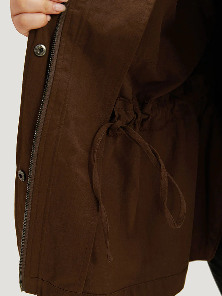 Plain Flap Pocket Gathered Coat - Image 7