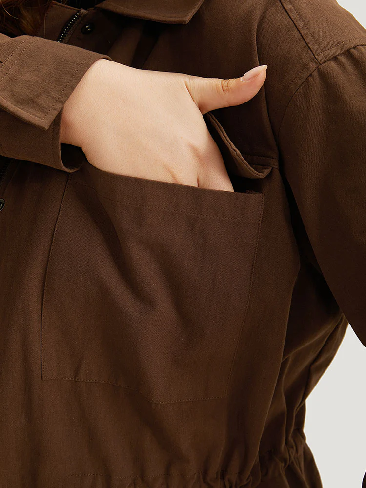 Plain Flap Pocket Gathered Coat - Image 8