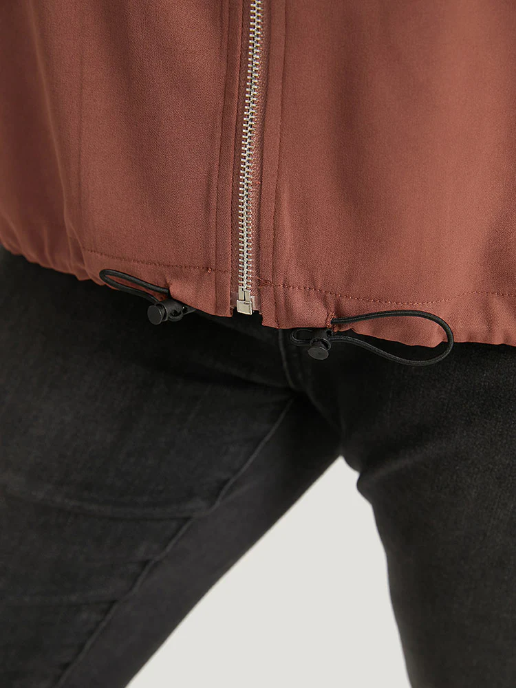 Halloween Plain Flap Pocket Shirred Drawstring Zipper Fly Jacket - Image 10