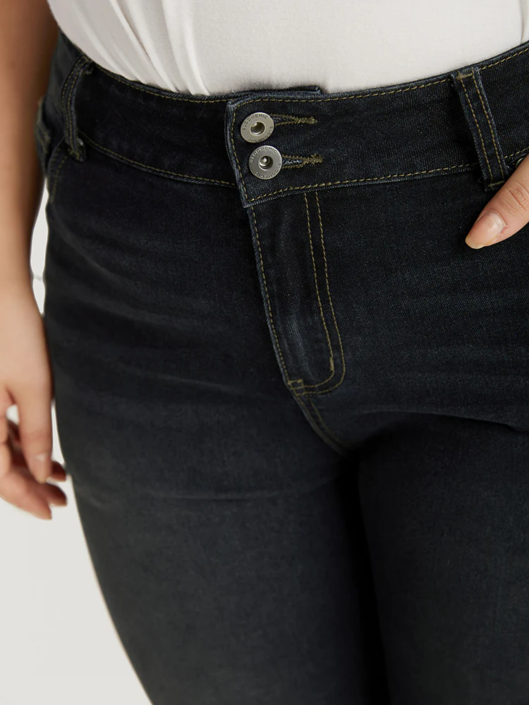 Plain Flare Leg Dark Wash Jeans - Image 5