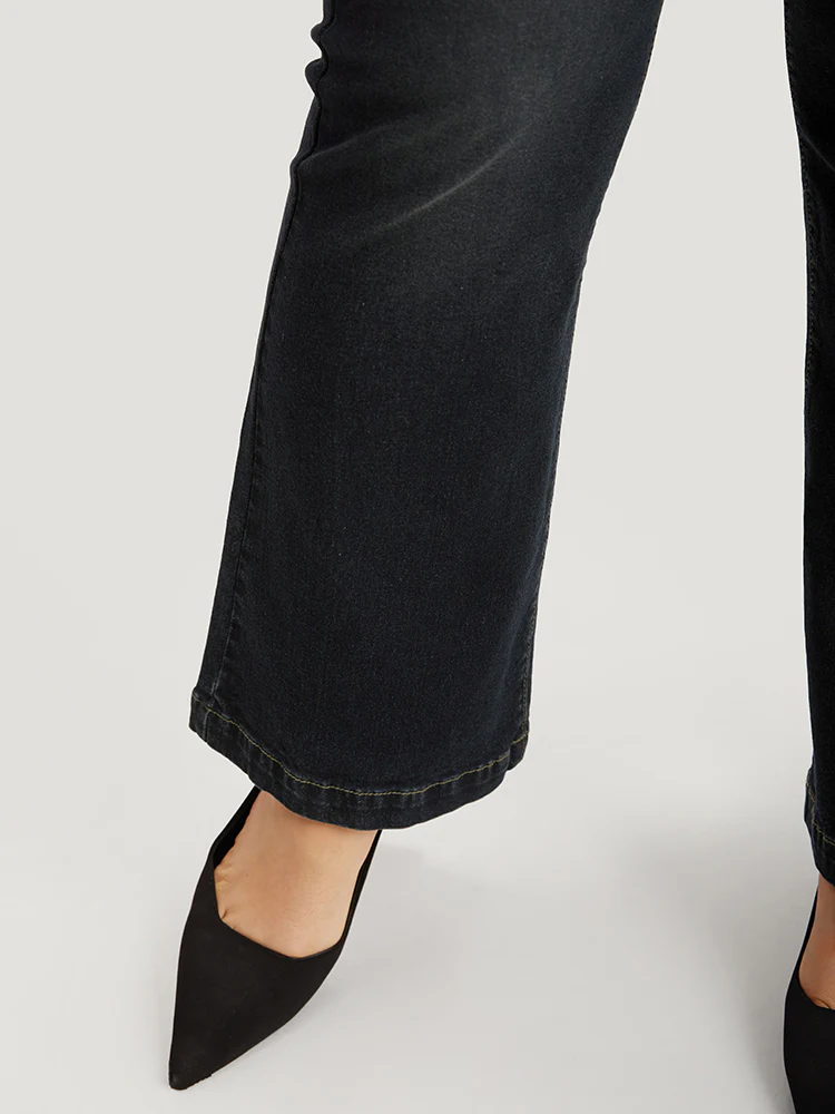 Plain Flare Leg Dark Wash Jeans - Image 7