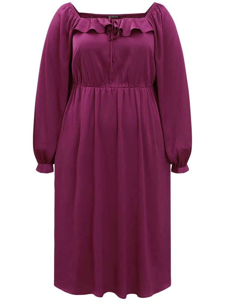 Plain Flutter Trim Ties Split Side Dress - Image 10