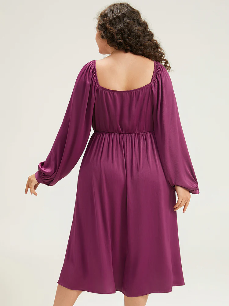 Plain Flutter Trim Ties Split Side Dress - Image 2