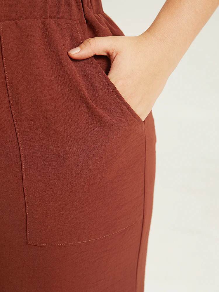 Plain Frayed Hem Pocket Bowknot Pants - Image 6