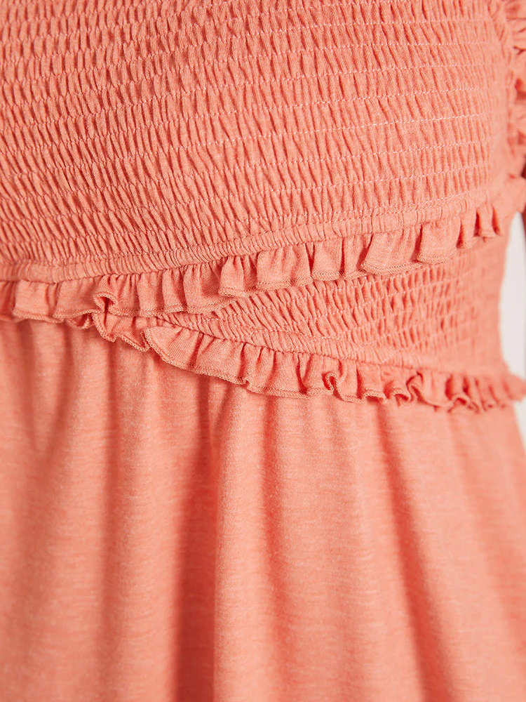 Plain Frill Trim Crossover Shirred Ruffles Sleeveless T-shirt - Image 9