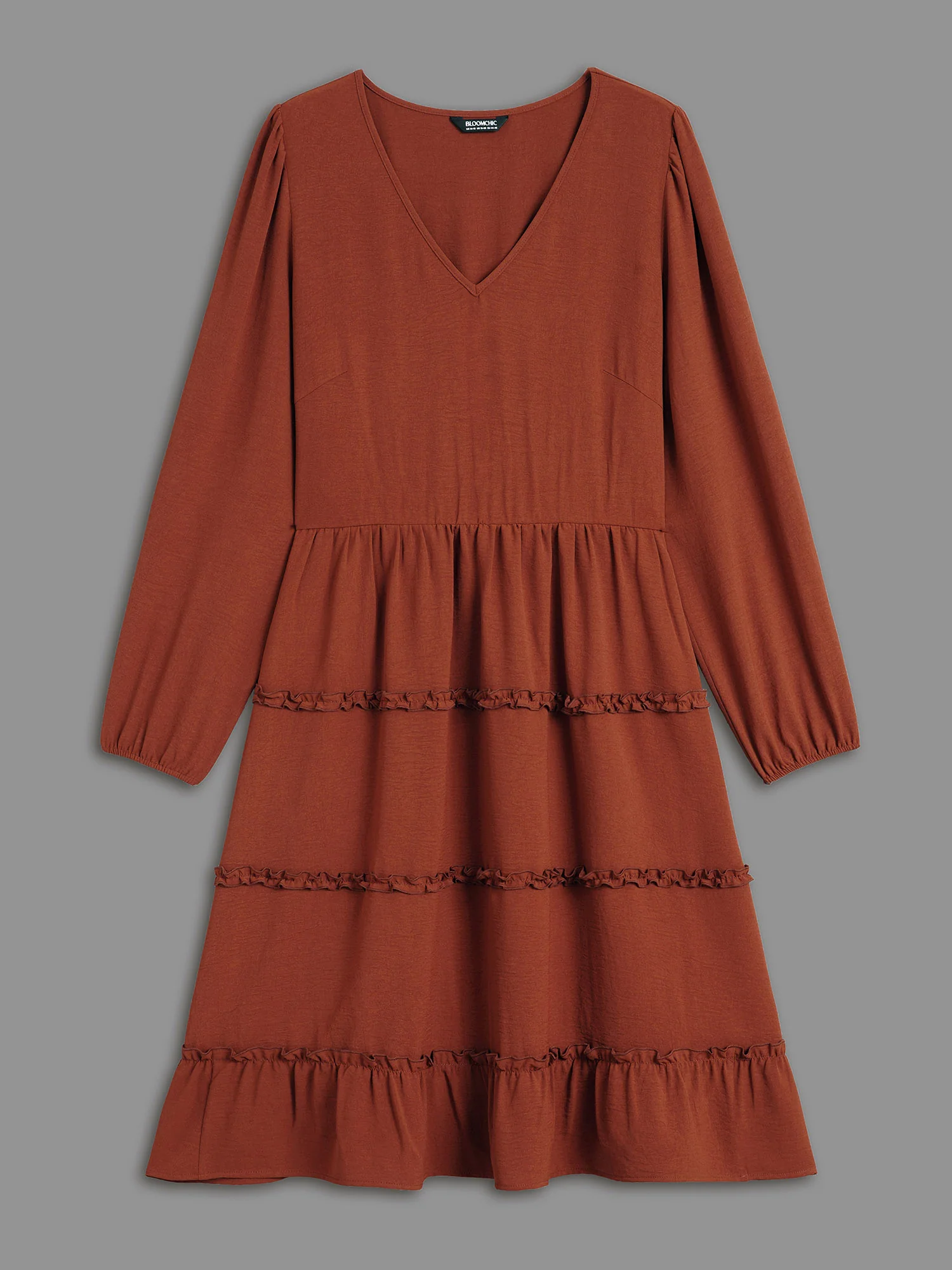 Plain Frill Trim Ruffle Layered Hem Dress - Image 8