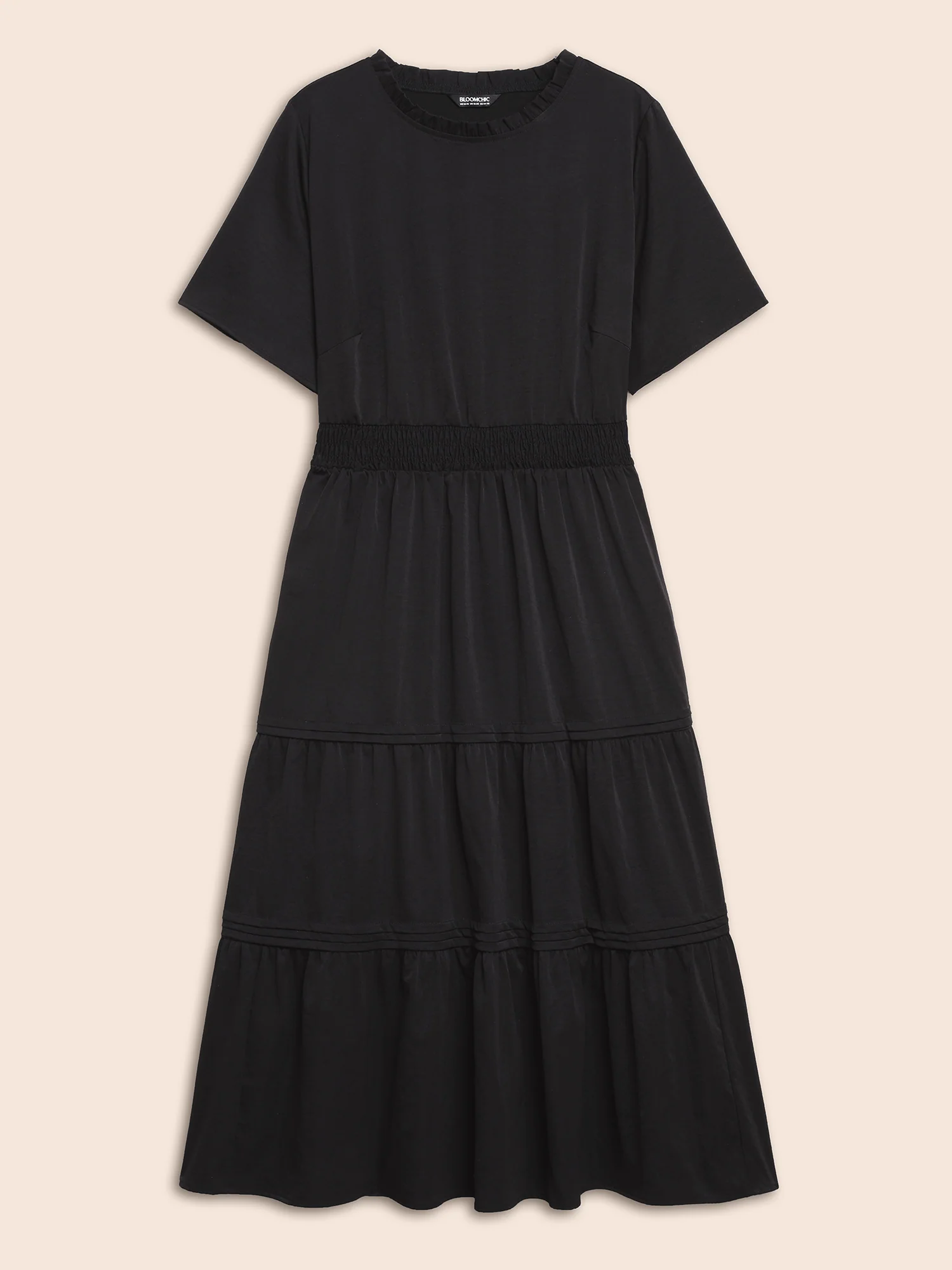 Plain Frill Trim Ruffle Layered Hem Dress - Image 7