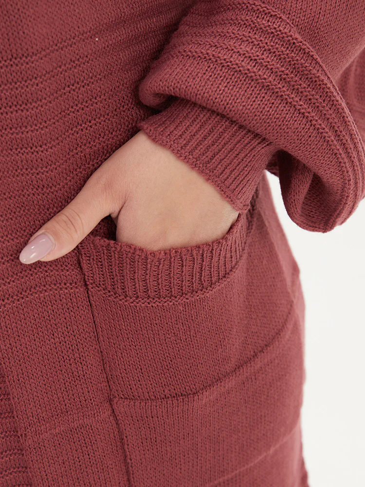 Plain Fringe Trim Patched Pocket Cardigan - Image 9