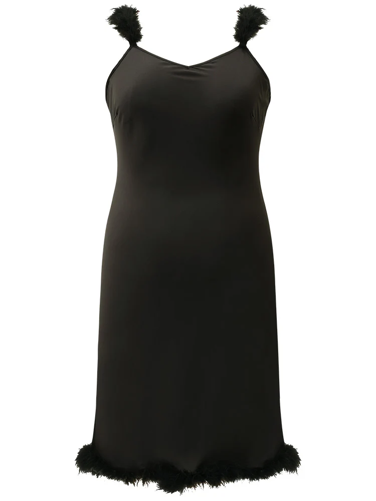 Halloween Satin Fuzzy Straps Nightgown - Image 7